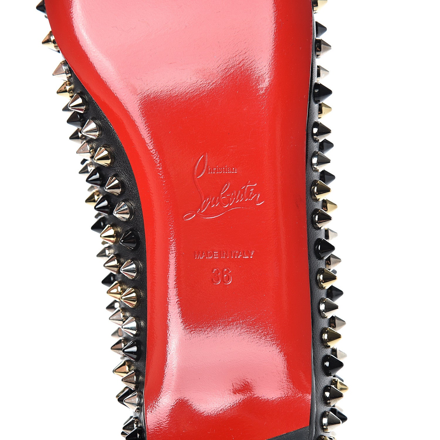 Christian Louboutin Nappa Pigalle Spikes Flats 36 Black 6 of 8