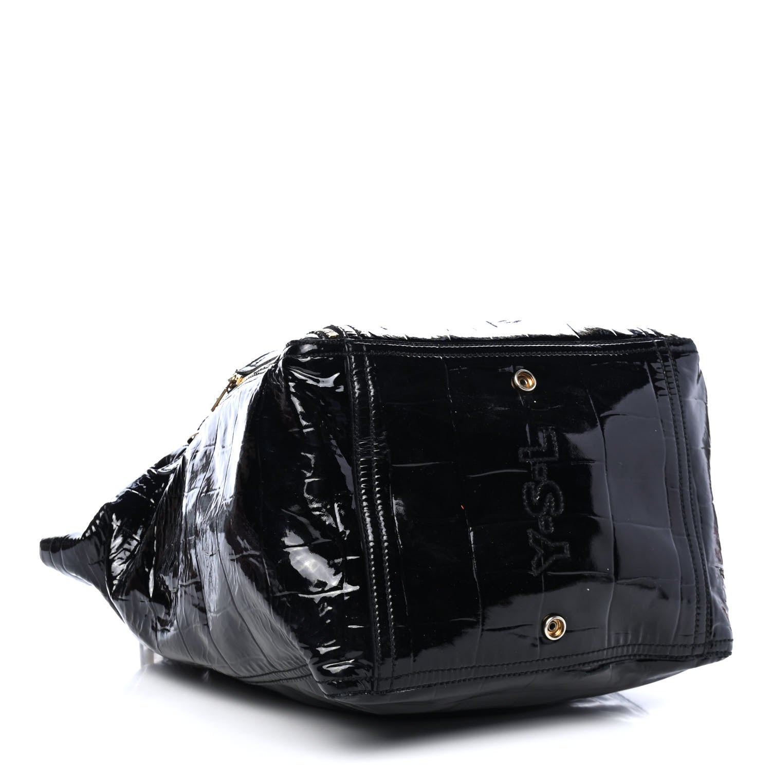 Saint Laurent Patent Crocodile Embossed Medium Downtown Tote Black 3 of 5