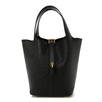 Hermes Ostrich Picotin Lock 18 Black 1 of 21