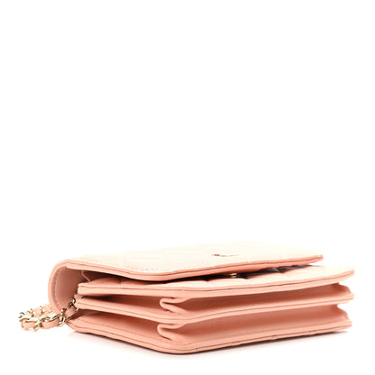 Chanel Lambskin Quilted Mini Wallet On Chain WOC Light Pink 4 of 11