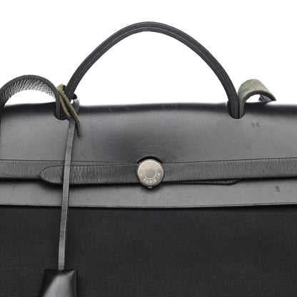 Hermes Toile Vache Calfskin Herbag 39 MM Black 9 of 12