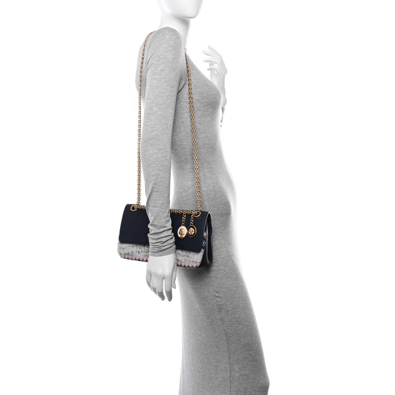 Chanel Smooth Calfskin Knit Nude 2.55 Reissue 225 Flap Navy 2 of 17