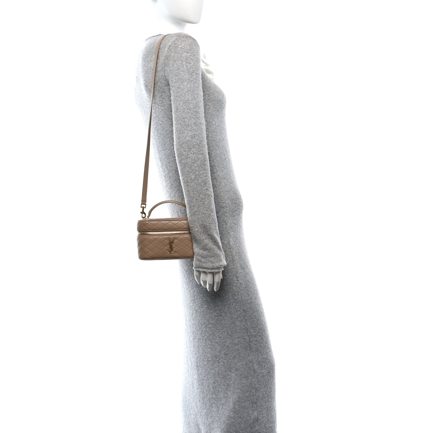 Saint Laurent Lambskin Quilted Mini Gaby Vanity Case Dark Toffee 2 of 9