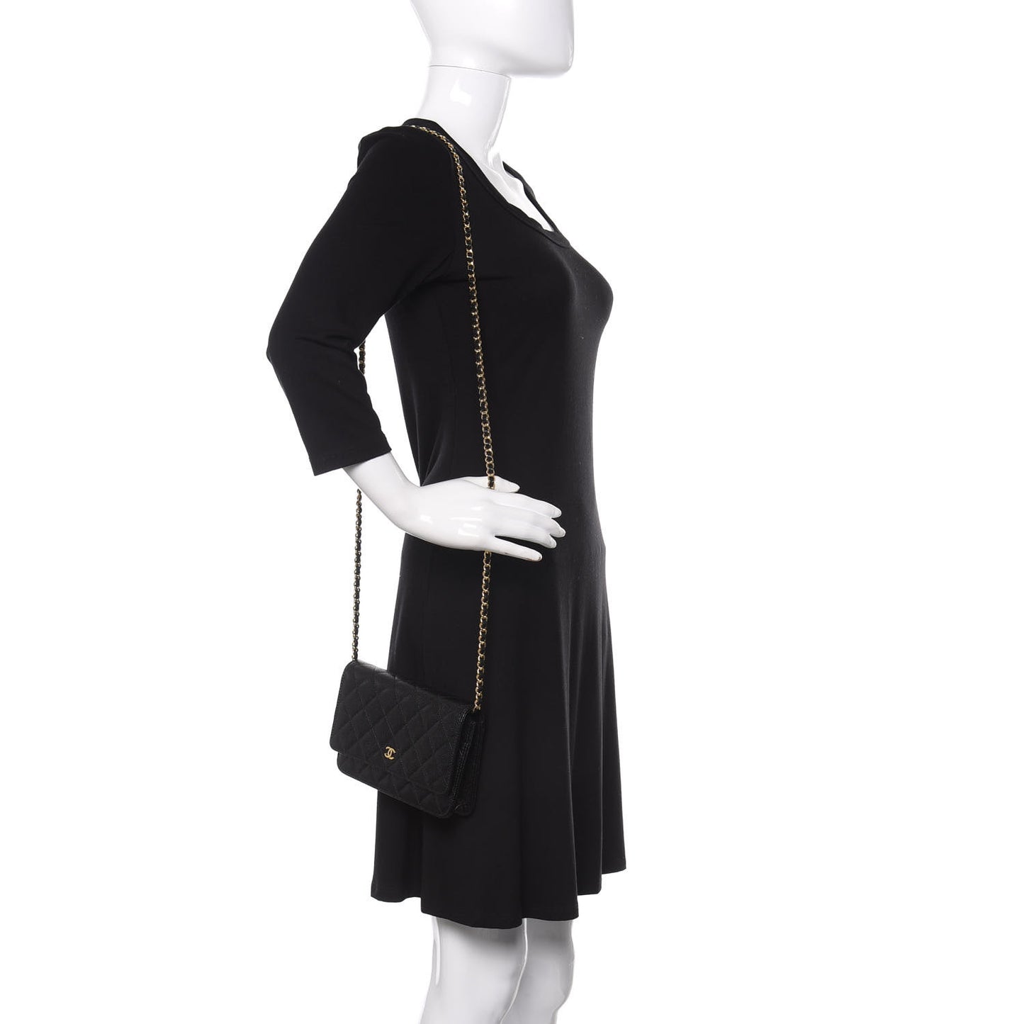 Caviar Quilted Wallet On Chain WOC Black