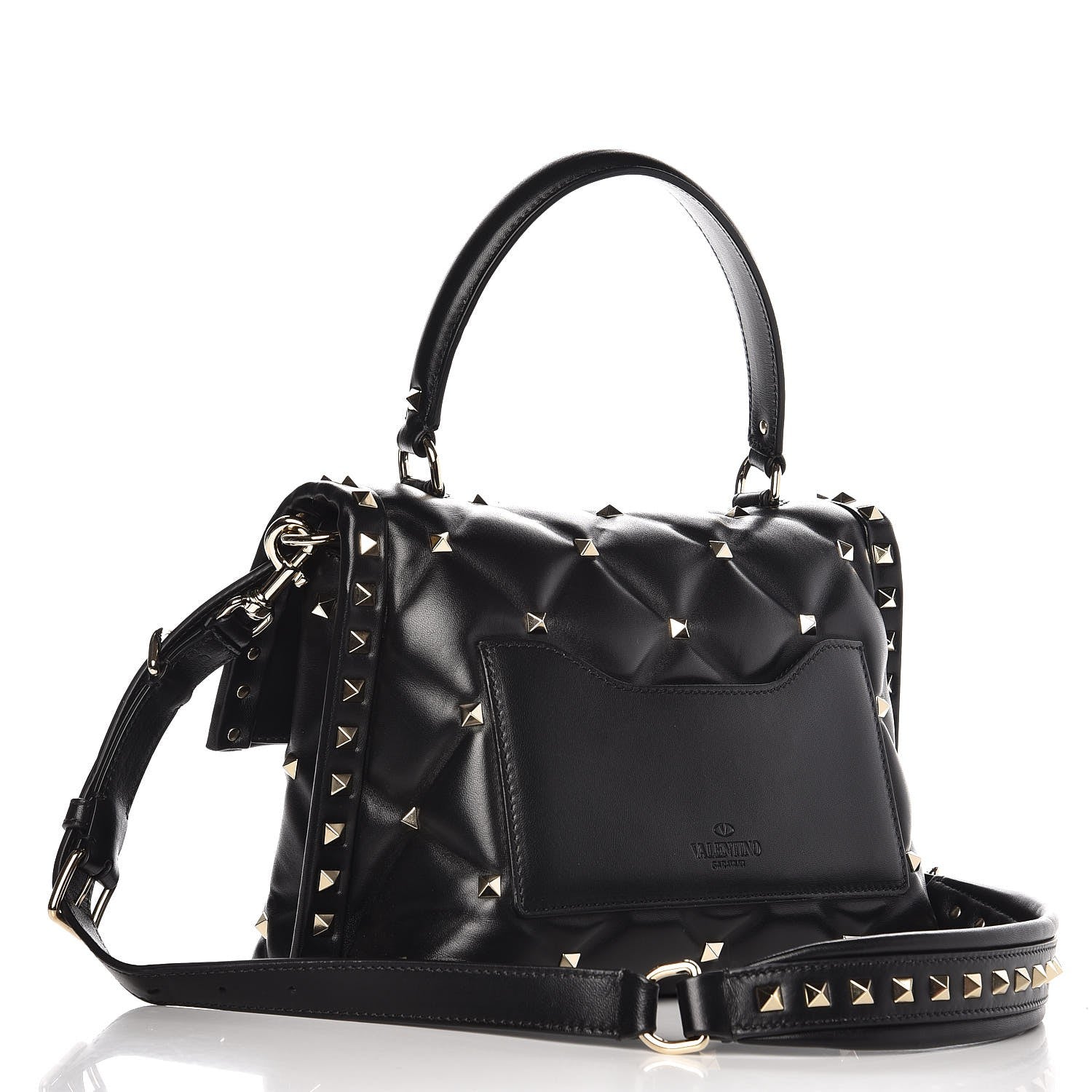 Valentino Garavani Lambskin VLTN Print Candystud Top Handle Bag Black 4 of 8