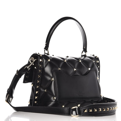 Valentino Garavani Lambskin VLTN Print Candystud Top Handle Bag Black 4 of 8