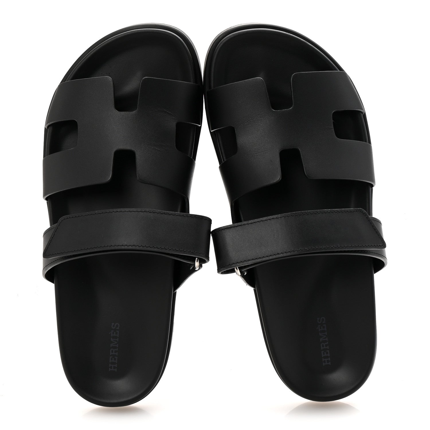 Hermes Calfskin Womens Chypre Sandals 40 Black 1752337 – FASHIONPHILE