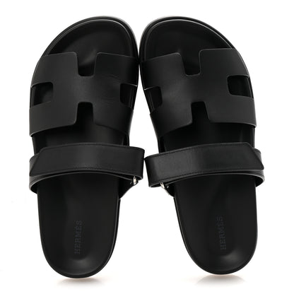 Hermes Calfskin Womens Chypre Sandals 40 Black 2 of 12