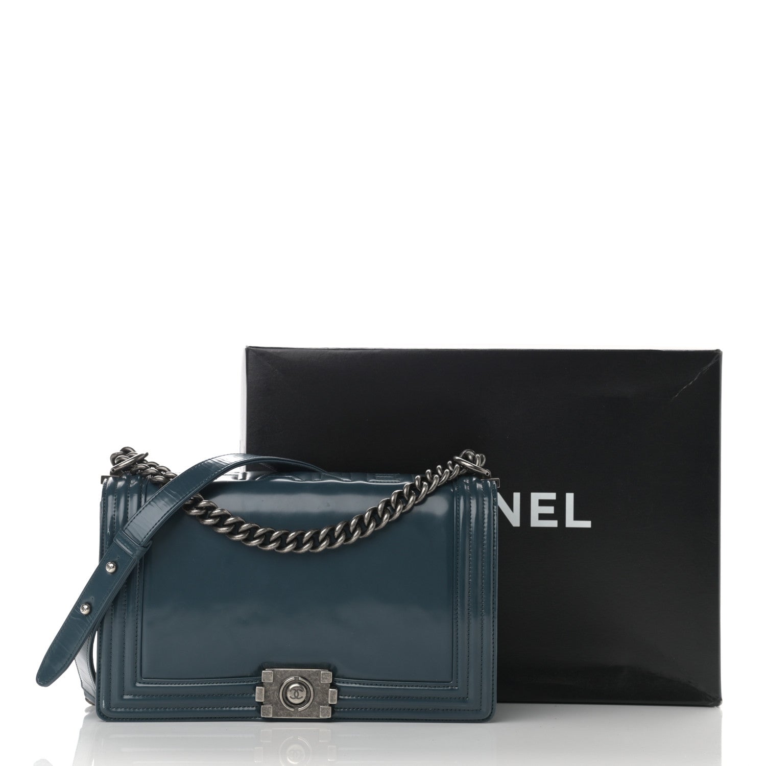 Chanel Glazed Calfskin New Medium Boy Flap Blue 21 of 21