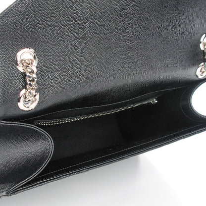 Saint Laurent Grain De Poudre Matelasse Chevron Large Monogram Satchel Black 5 of 8