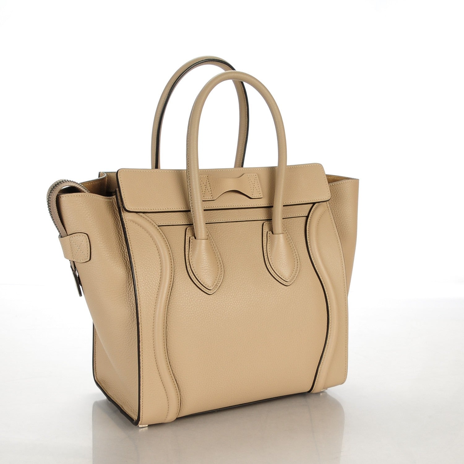 Celine Drummed Calfskin Micro Luggage Dune 3 of 8