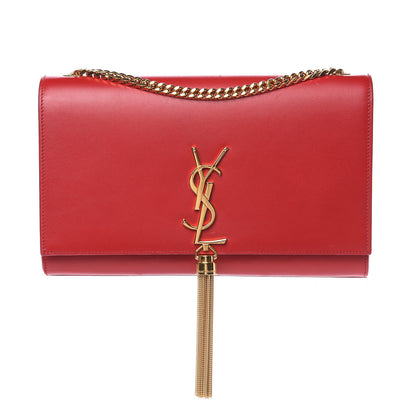 Saint Laurent Smooth Calfskin Medium Classic Monogram Kate Tassel Satchel Lipstick Red 1 of 14