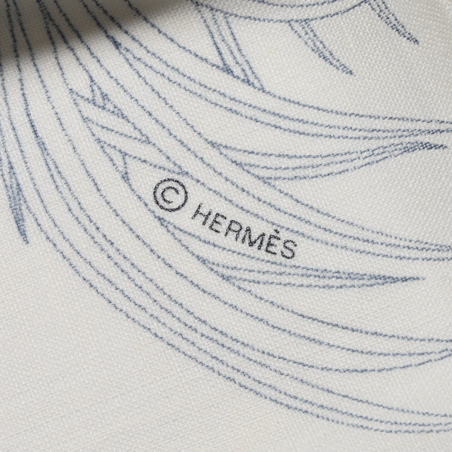 Hermes Cashmere Index Palmarum Light Scarf 90 Beige Chine Anthracite Bleu 4 of 6