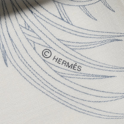 Hermes Cashmere Index Palmarum Light Scarf 90 Beige Chine Anthracite Bleu 4 of 6