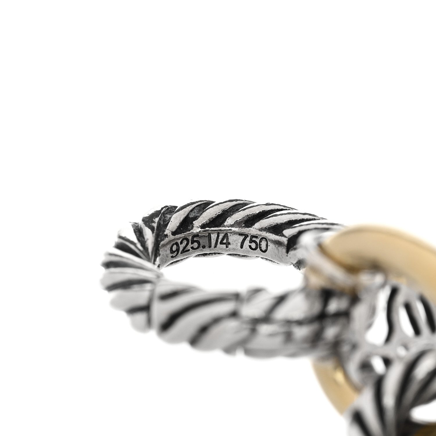 David Yurman Sterling Silver 18K Yellow Gold 12mm Medium Oval Link Bracelet 4 of 4
