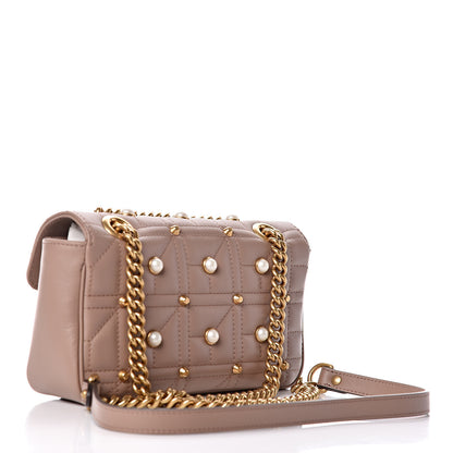 Gucci Calfskin Matelasse Studded Mini Pearly GG Marmont Shoulder Bag Porcelain Rose 3 of 9