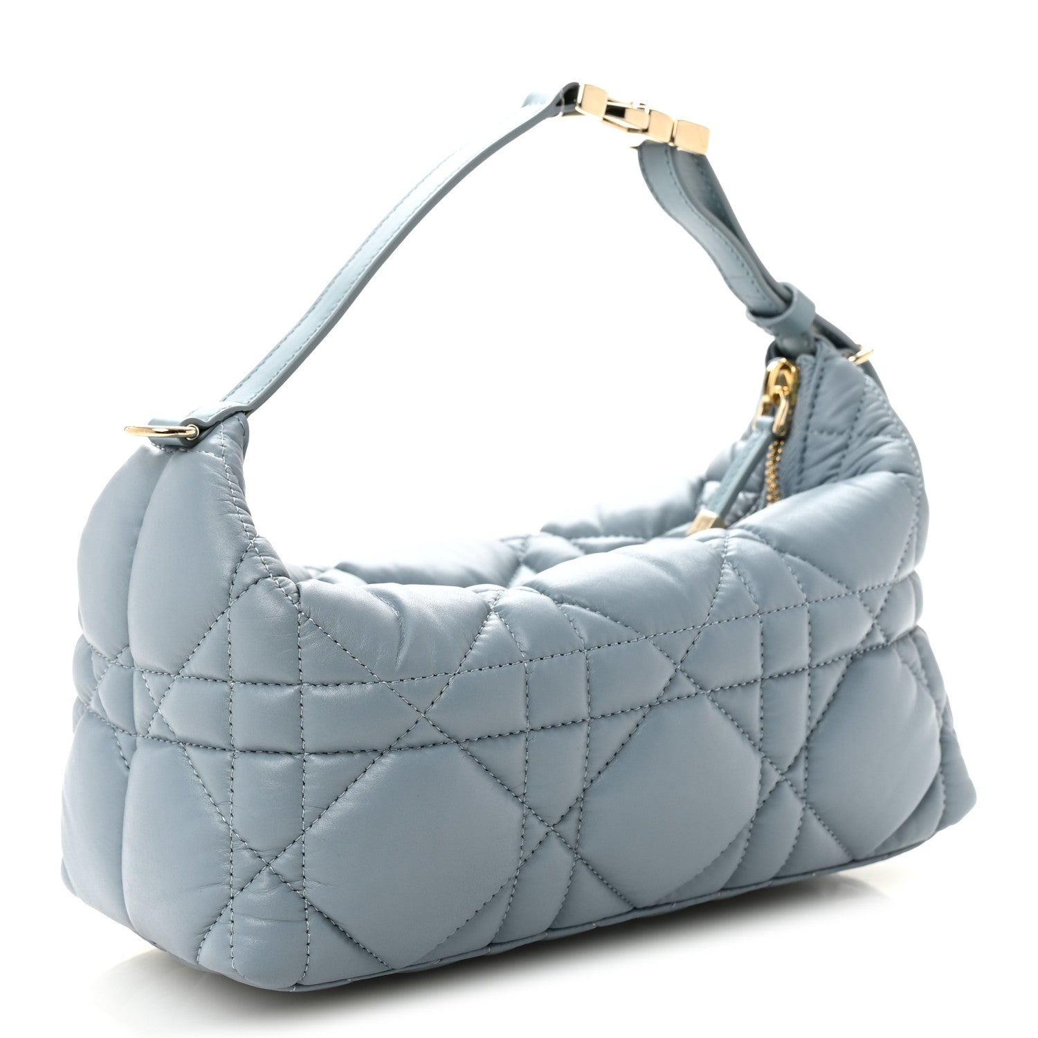 Christian Dior Calfskin Macrocannage Small Diortravel Nomad Pouch Bracing Blue 3 of 10