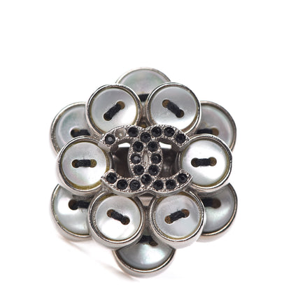 Chanel Crystal CC Button Ring 6 White 1 of 7