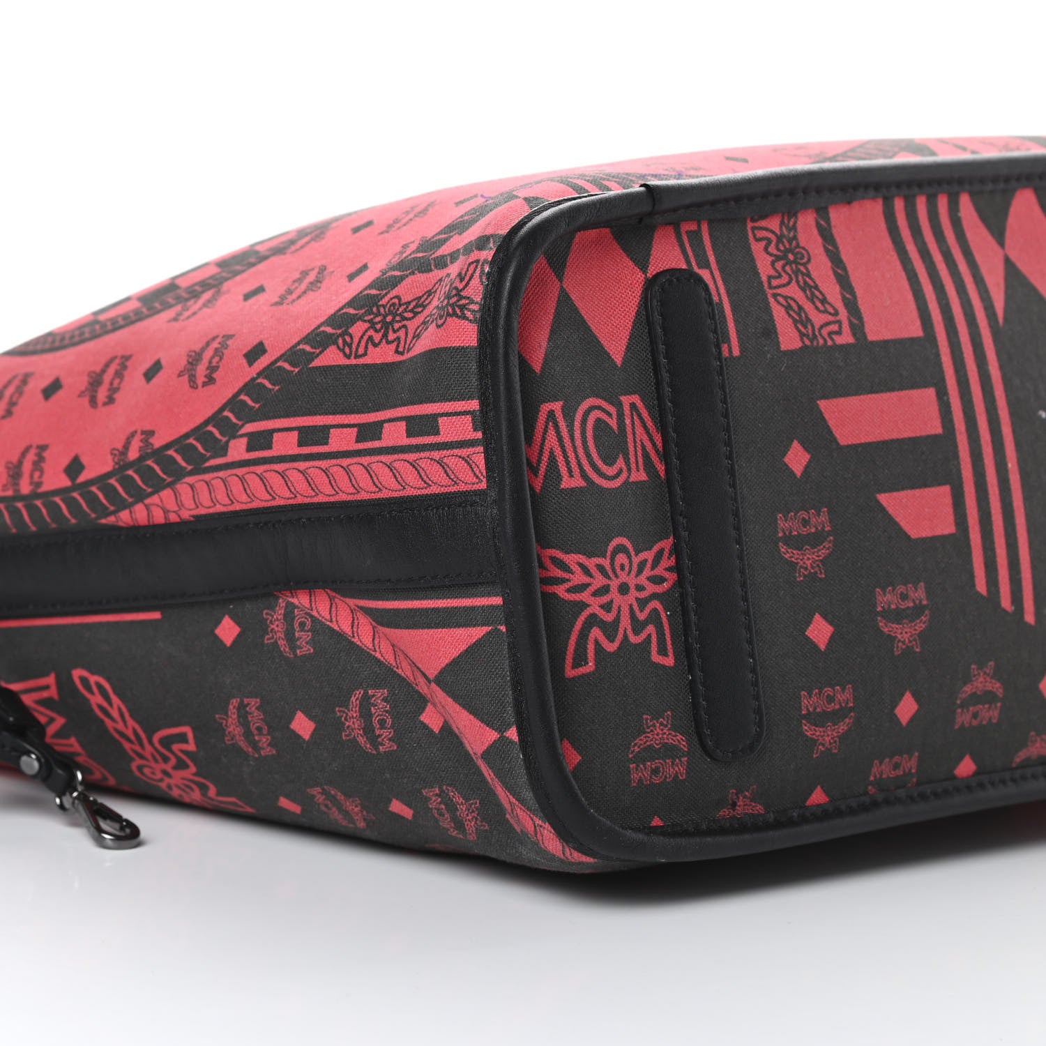 MCM Visetos Medium Project Reversible Shopper Tote Ruby Red Black 15 of 19