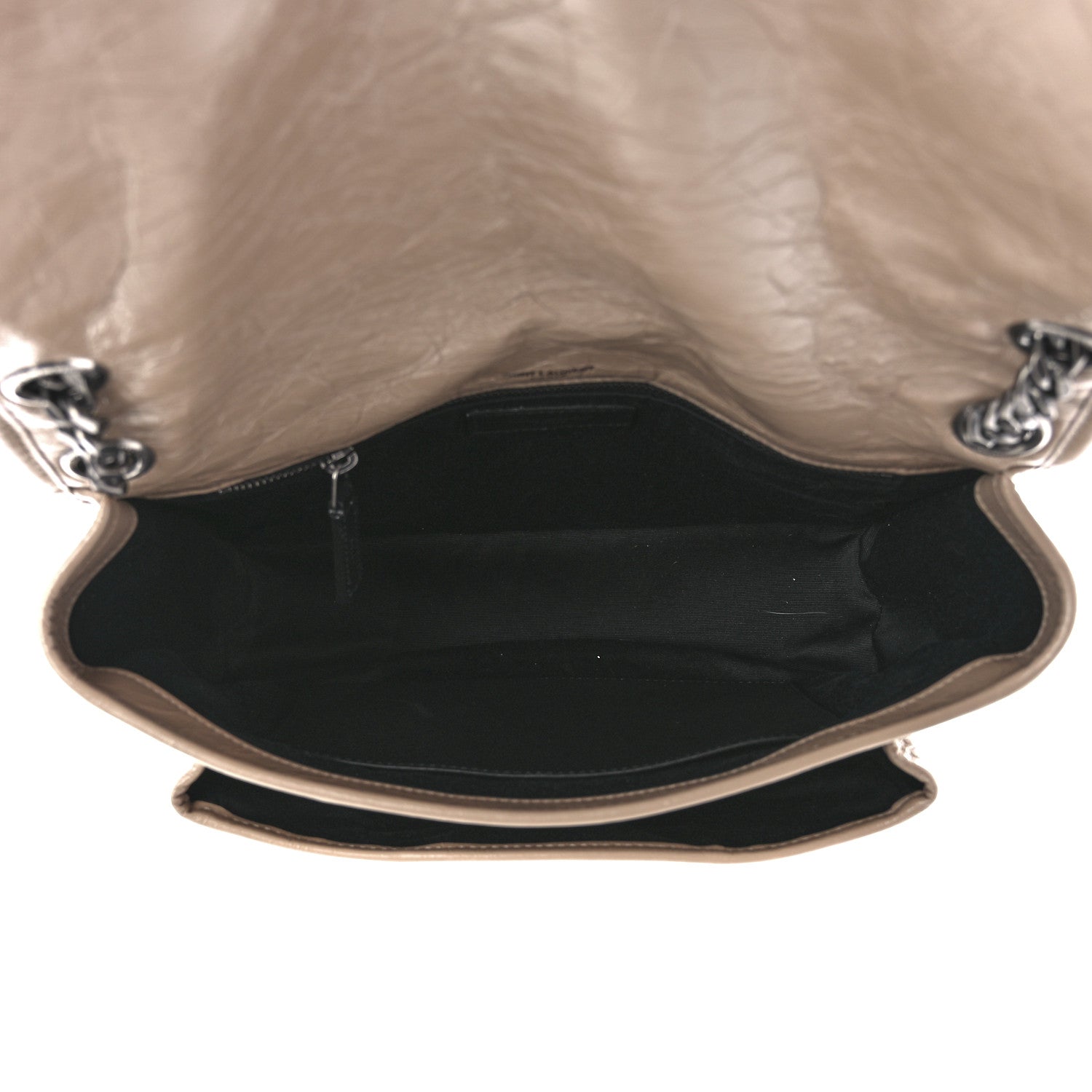 Saint Laurent Crinkled Calfskin Matelasse Monogram Medium Niki Chain Satchel Gold Sand 5 of 13
