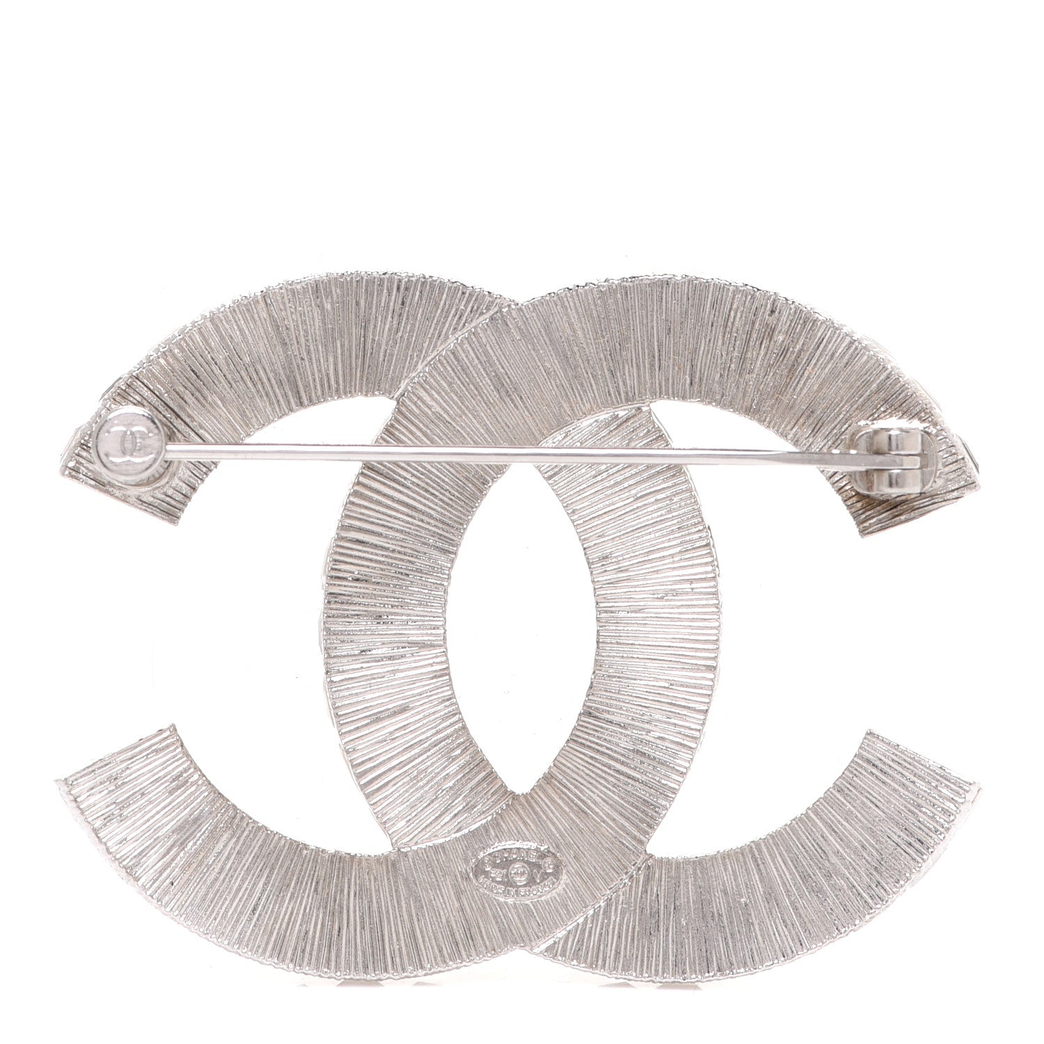 Chanel Baguette Crystal CC Brooch Silver 3 of 4
