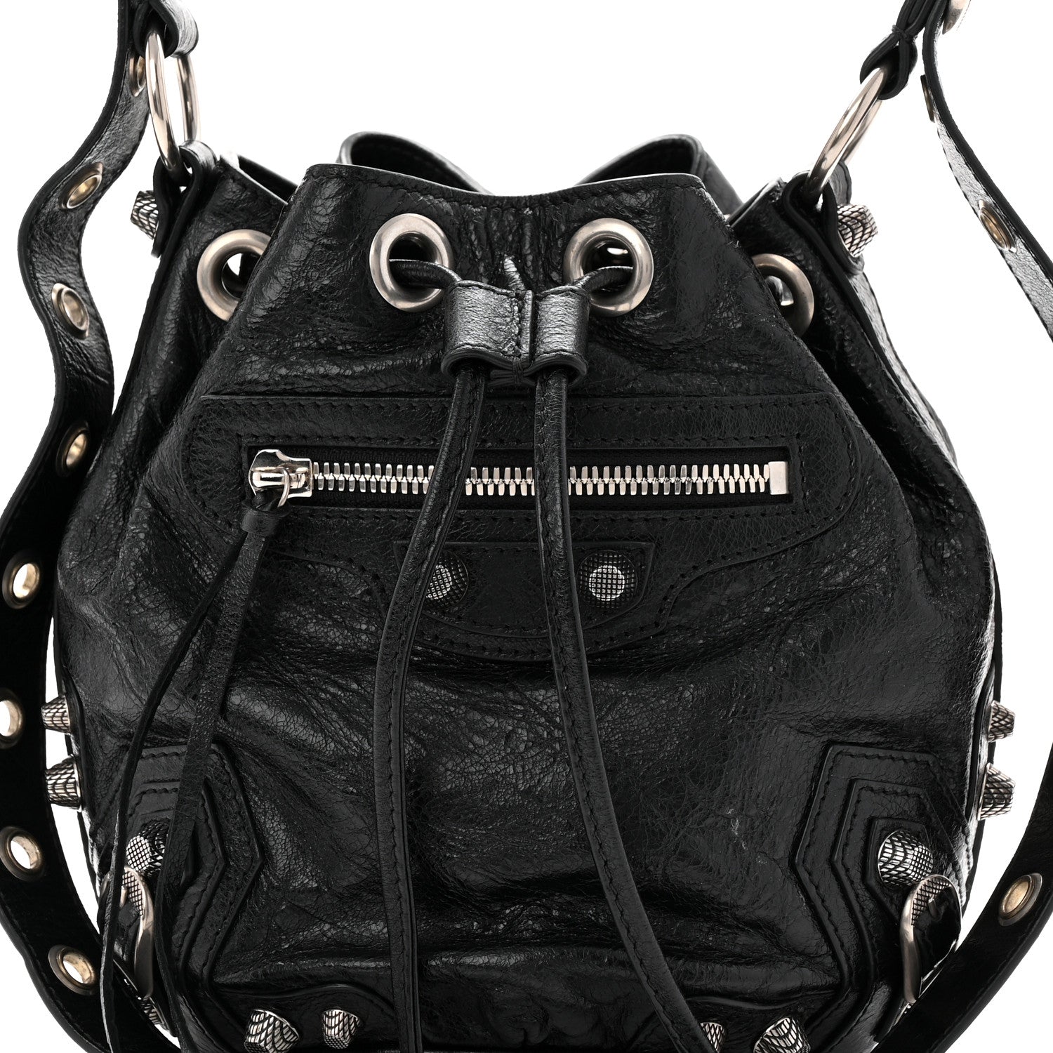 Balenciaga Agneau Arena Le Cagole Bucket Bag XS Black 8 of 10