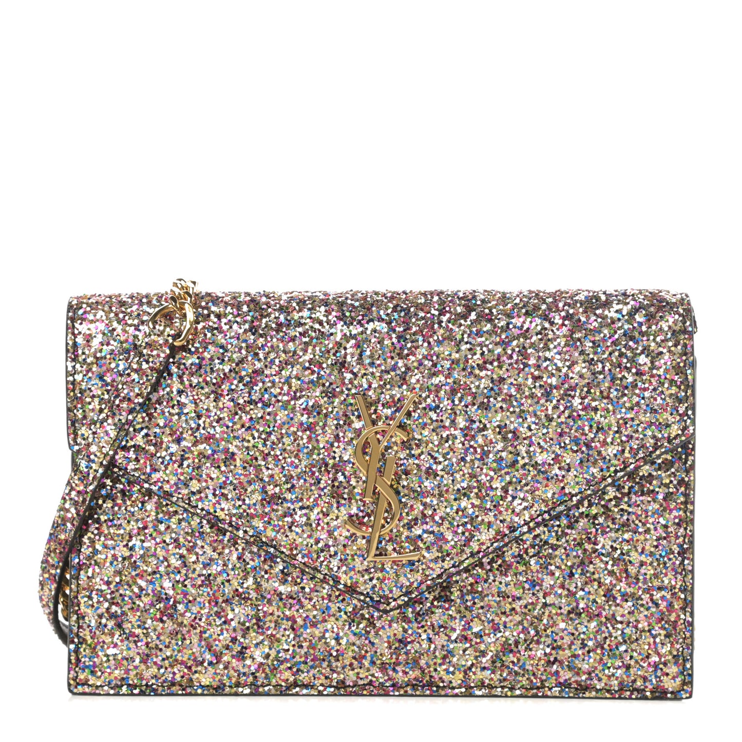 Glitter Monogram Envelope Chain Wallet Multicolor