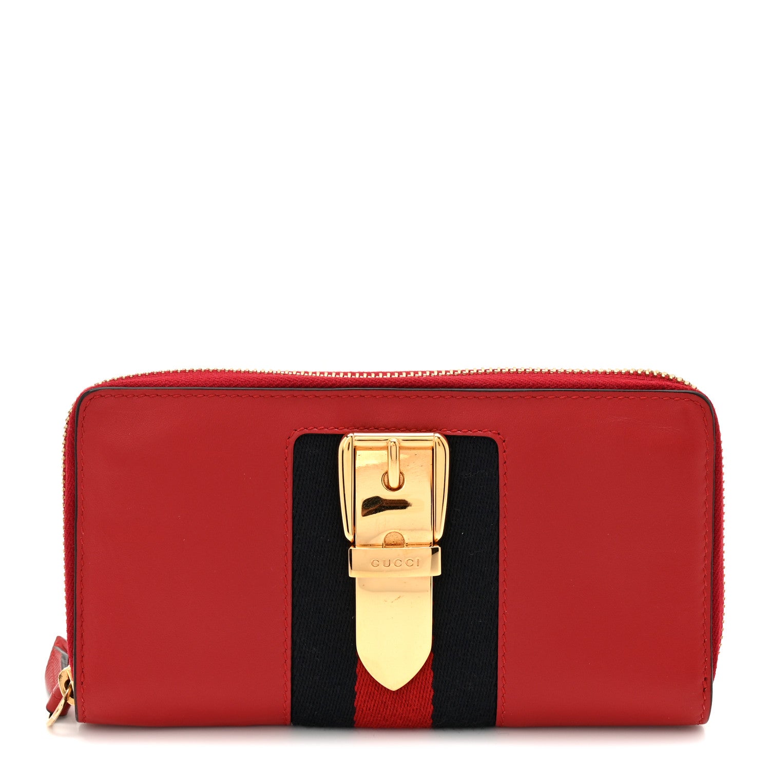 Gucci Calfskin Sylvie Zip Around Wallet Hibiscus Red 1 of 9
