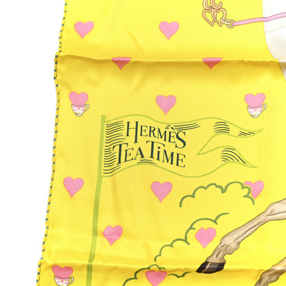 Hermes Silk Tea Time Scarf 70 Jaune Gris Perle 5 of 5