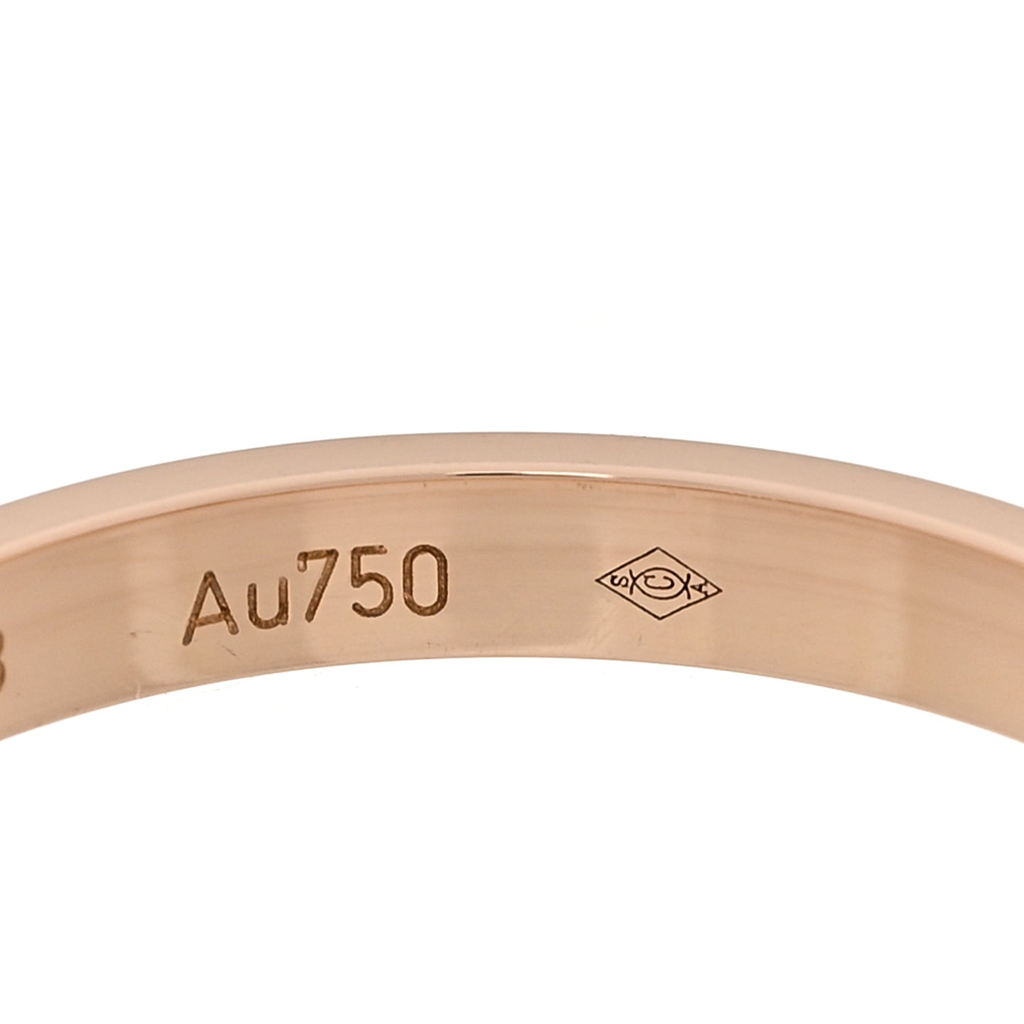 18K Pink Gold Diamond 2.6mm LOVE Paved Band Ring 56 7.75