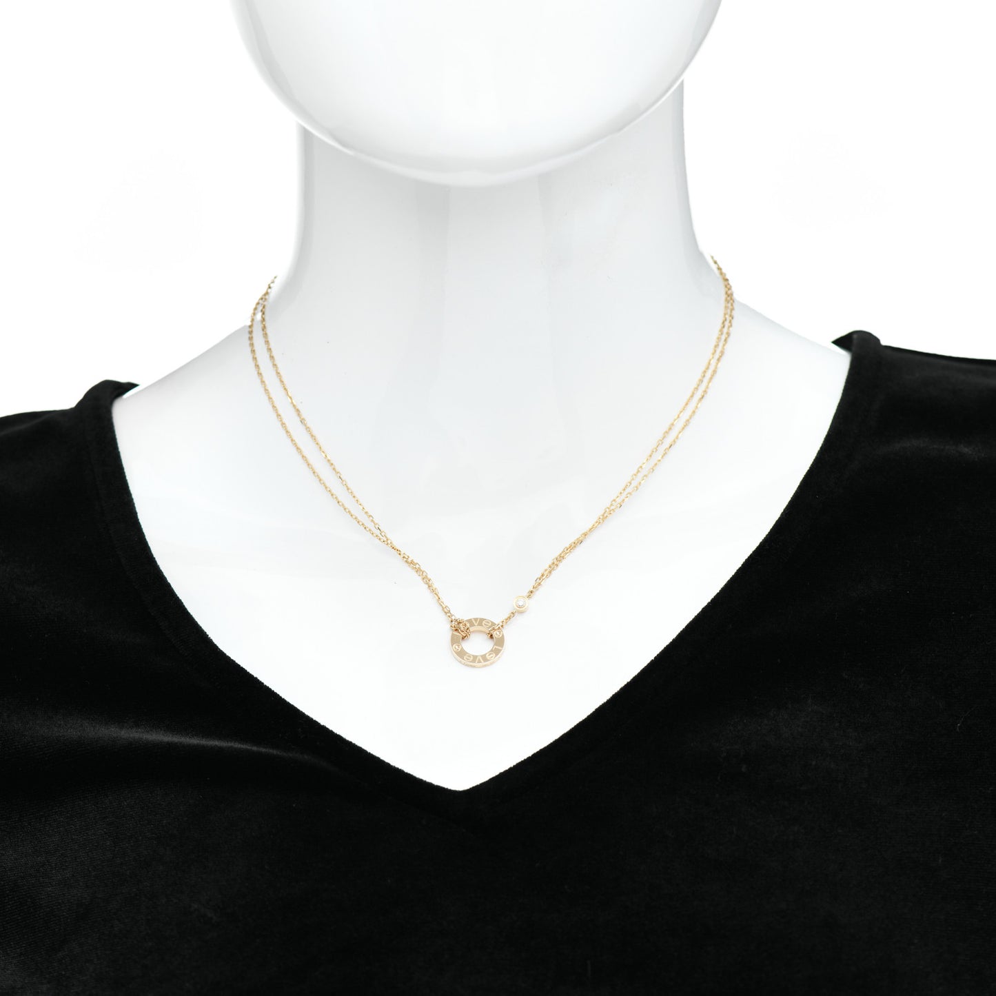 18K Yellow Gold 2 Diamond LOVE Necklace