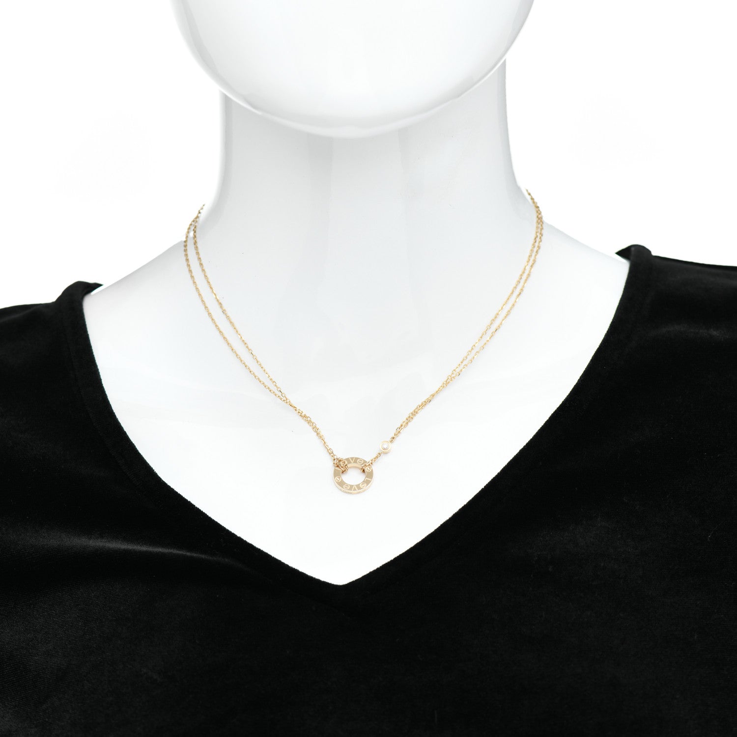 Cartier 18K Yellow Gold 2 Diamond LOVE Necklace 2 of 5