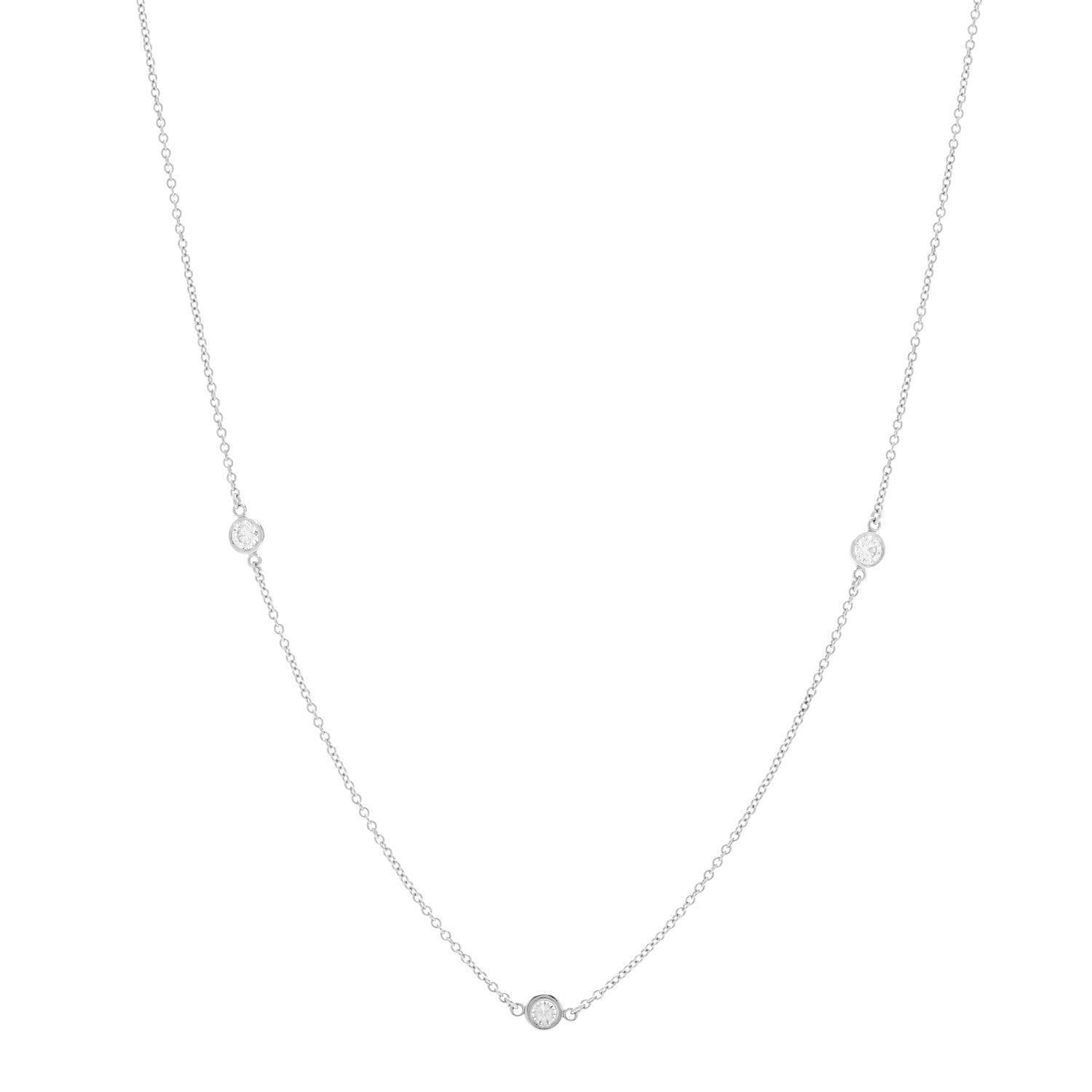 Tiffany Platinum Diamond .30ctw Elsa Peretti Diamonds by the Yard 3 Station Necklace 1 of 5
