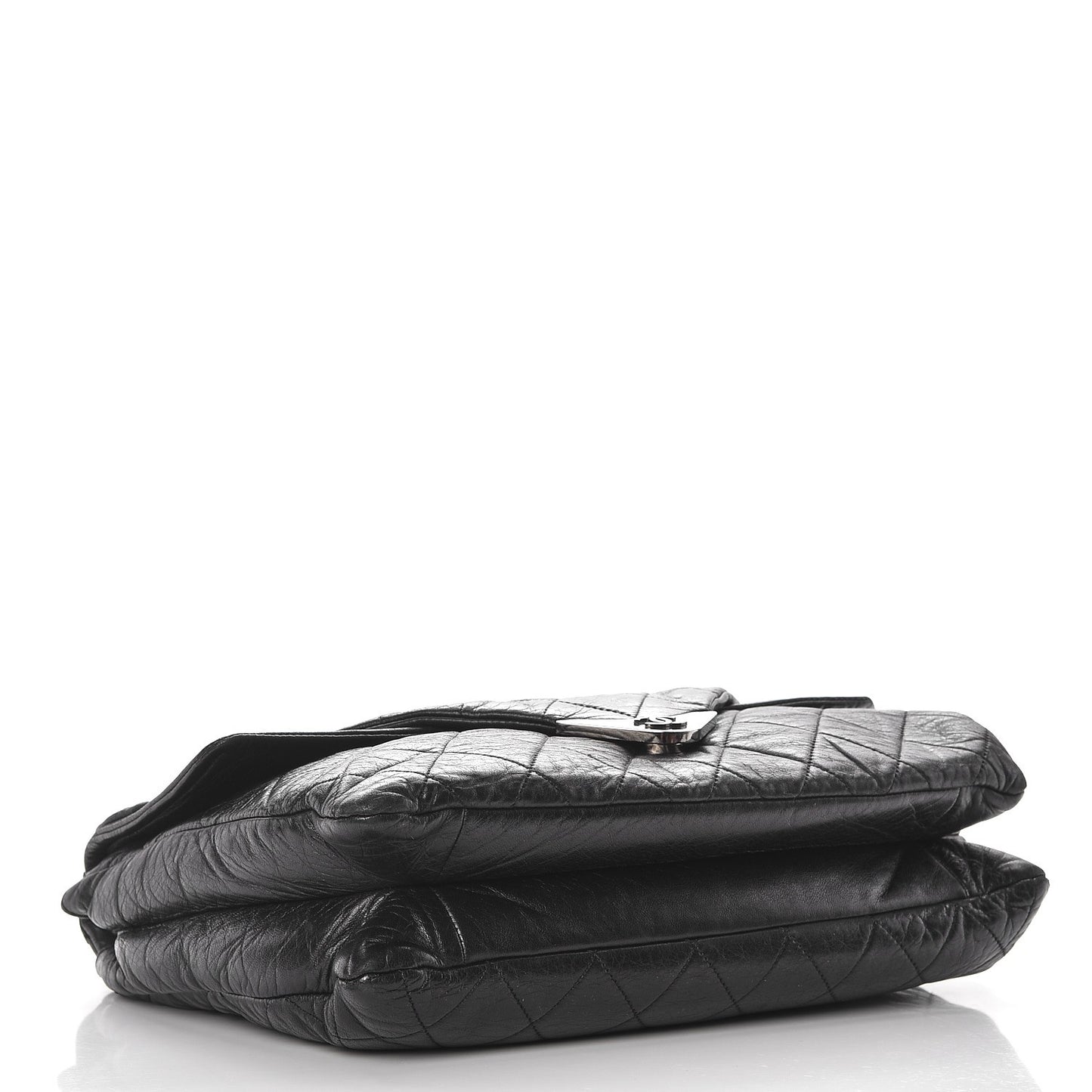 Lambskin Quilted Padded Envelope Flap Black