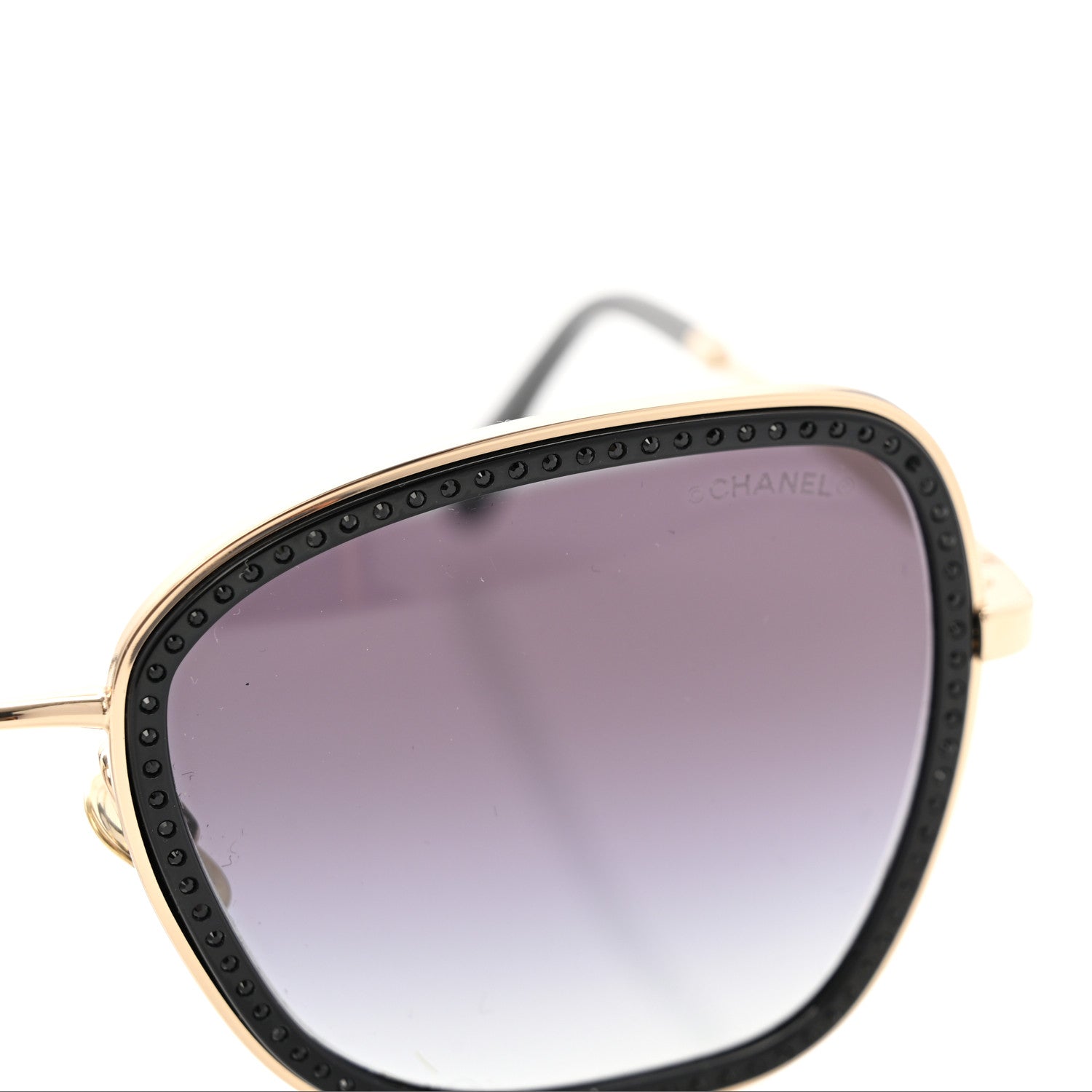 Chanel Square Frame Sequin Sunglasses 4277-B Black Silver 8 of 10