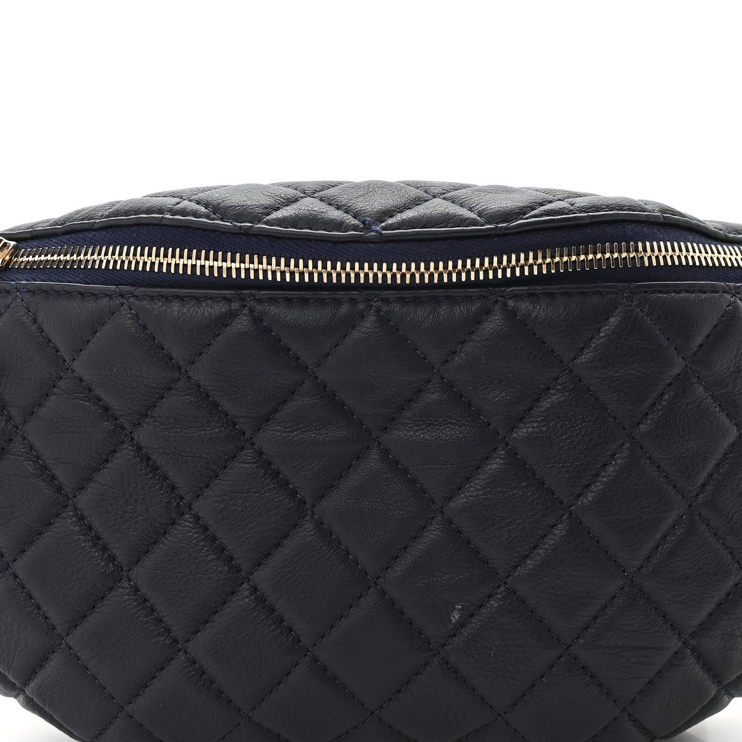 Chanel Calfskin Quilted Banane Waist Bag Fanny Pack Navy Blue 8 of 16
