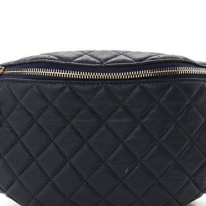 Chanel Calfskin Quilted Banane Waist Bag Fanny Pack Navy Blue 8 of 16