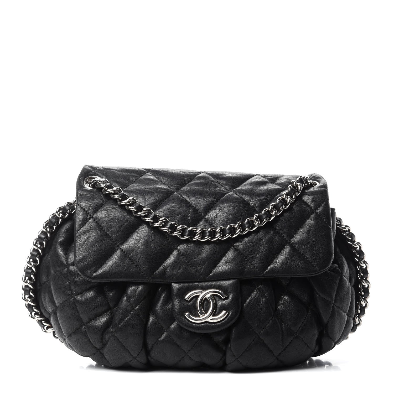 Chanel Washed Lambskin Quilted Mini Chain Around Flap Black 1 of 13