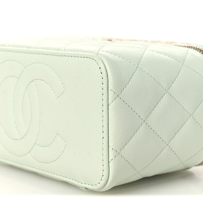 Chanel Caviar Quilted Small Tiny CC Vanity Case With Chain Light Green 10 of 12