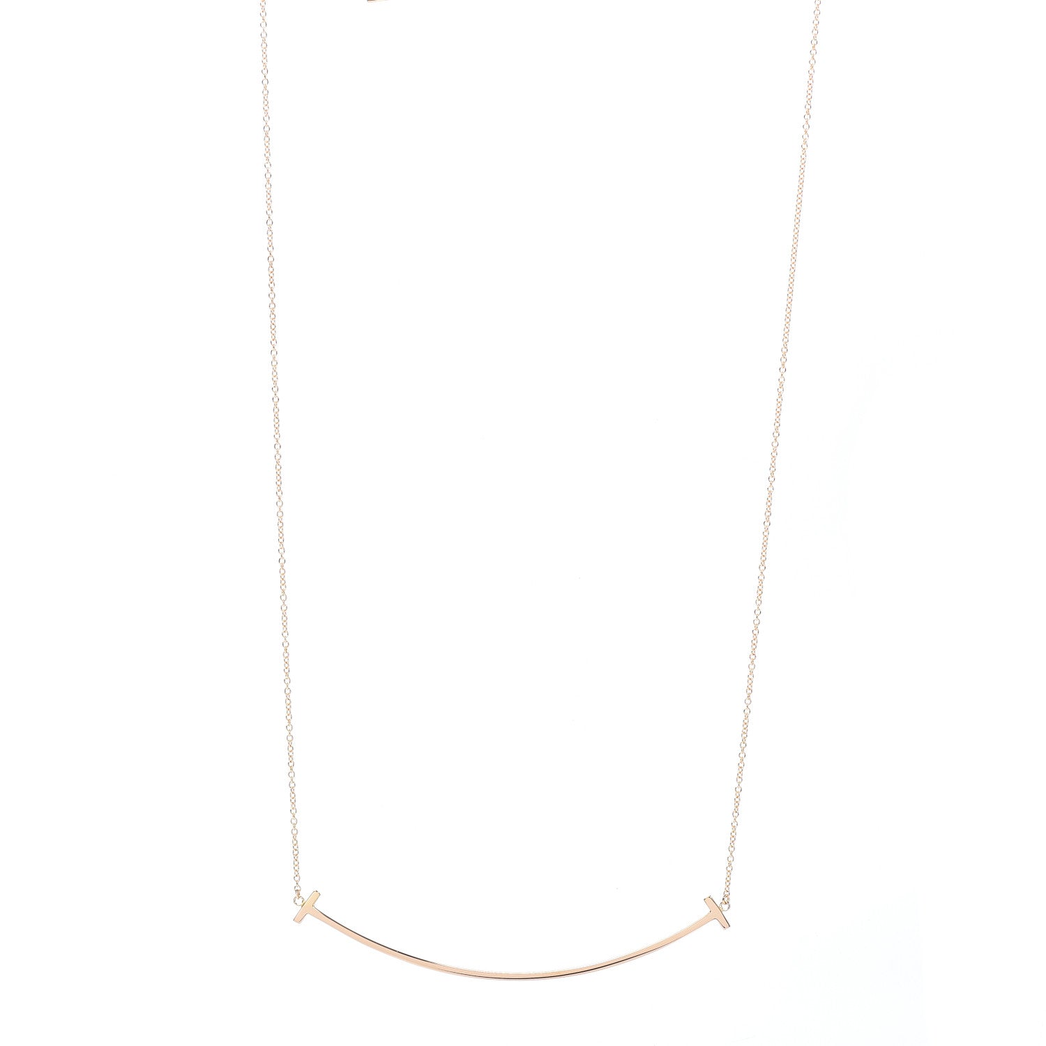 Tiffany 18K Rose Gold T Smile Pendant Necklace 1 of 4