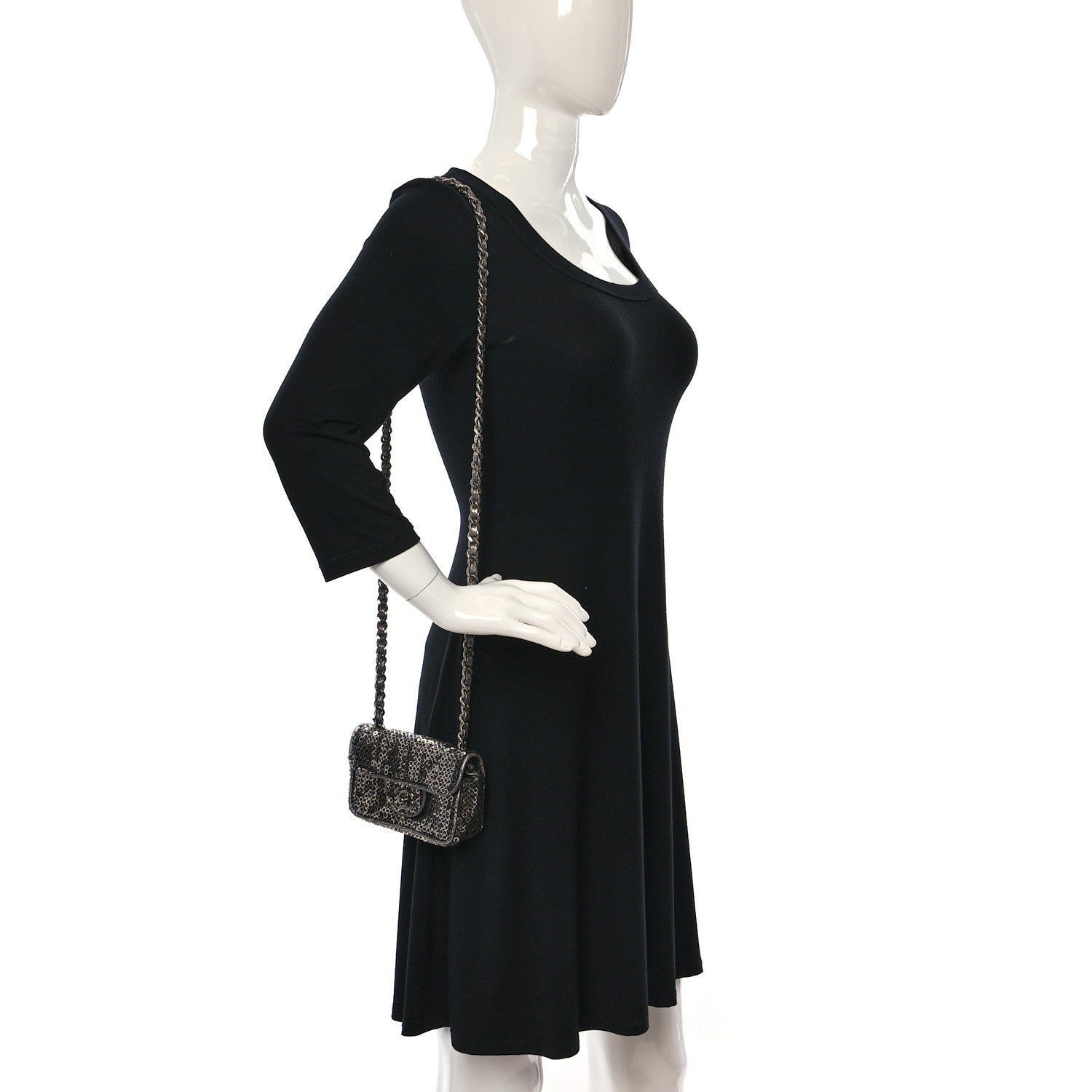 Chanel Sequin Micro Flap Dark Silver 2 of 13