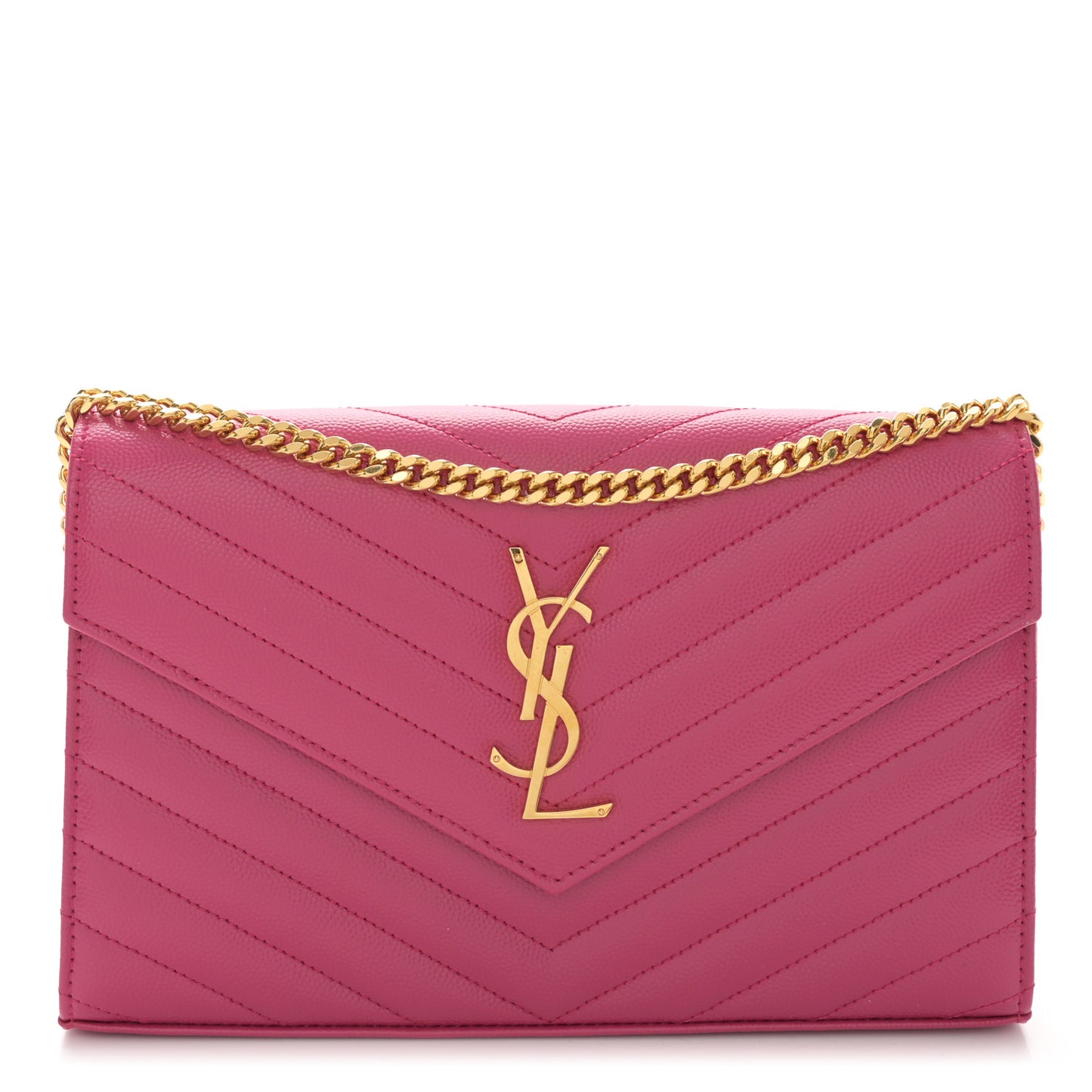 Grain De Poudre Matelasse Chevron Monogram Chain Wallet Bubblegum