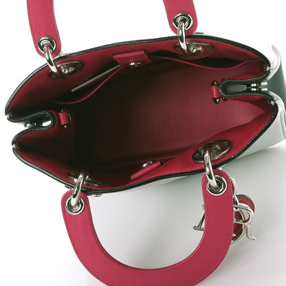 Christian Dior Calfskin Tri-Color Mini Diorissimo Tote Grey Dark Green Pink 5 of 10