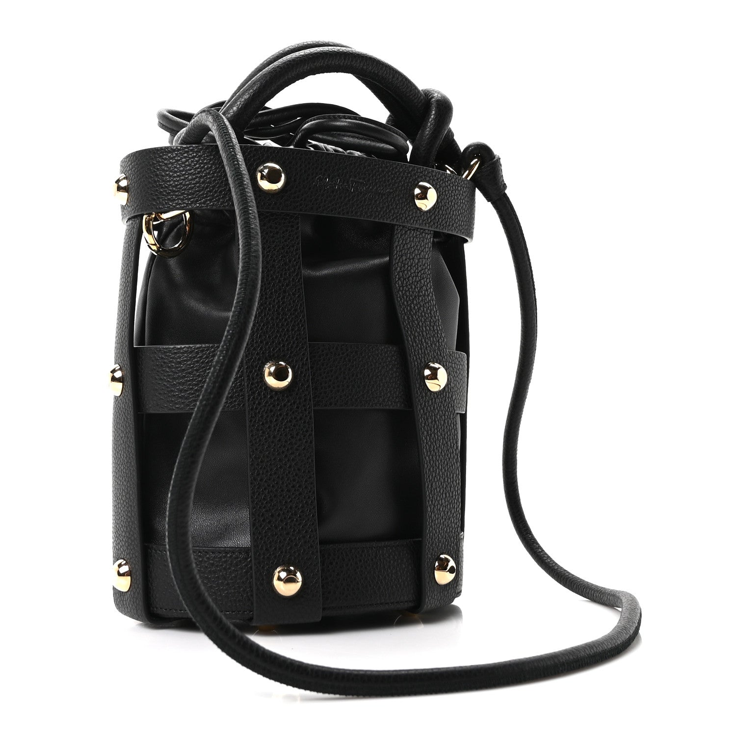 Salvatore Ferragamo Calfskin Cage Bag Black 2 of 8