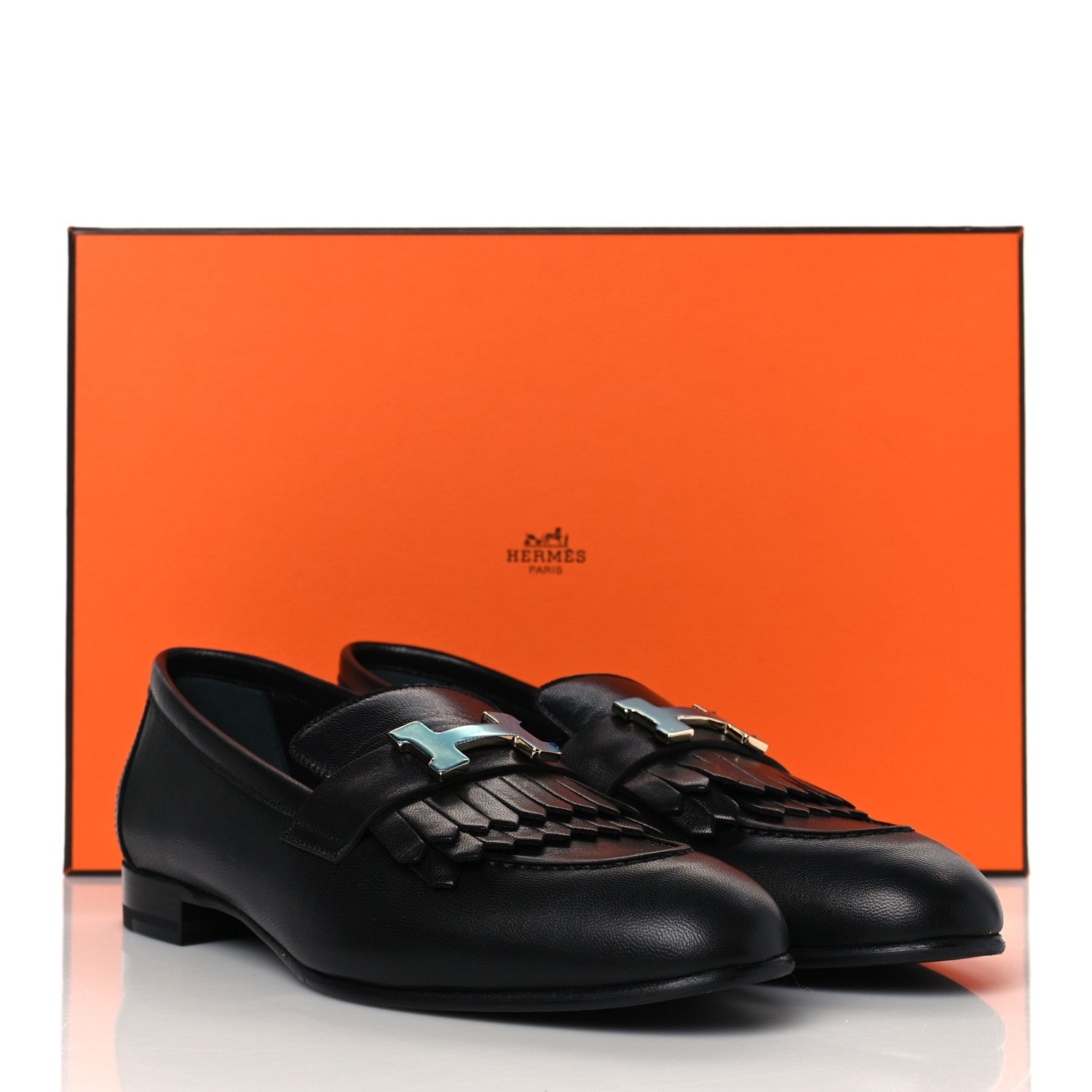 Hermes Goatskin Womens Royal Loafers 36.5 Black 9 of 9