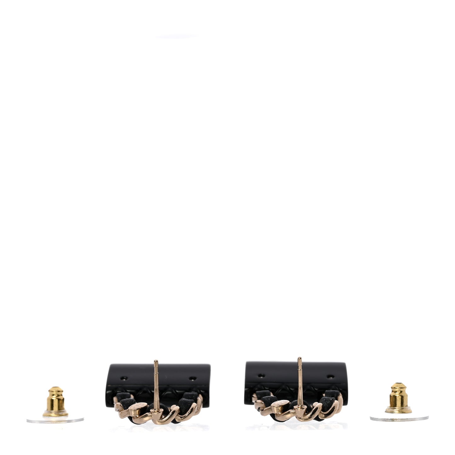 Metal Resin Lambskin Quilted CC Turnlock Chain Flap Bag Earrings Black Gold