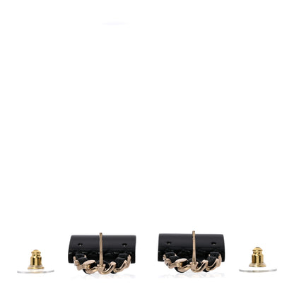 Chanel Metal Resin Lambskin Quilted CC Turnlock Chain Flap Bag Earrings Black Gold 3 of 4