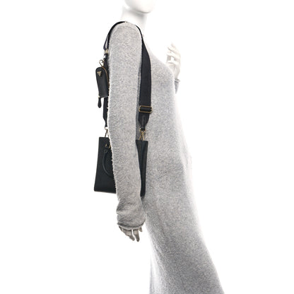 Prada Saffiano Lux Triangle Logo Embossed Small Double Handle Crossbody Tote Black 2 of 11
