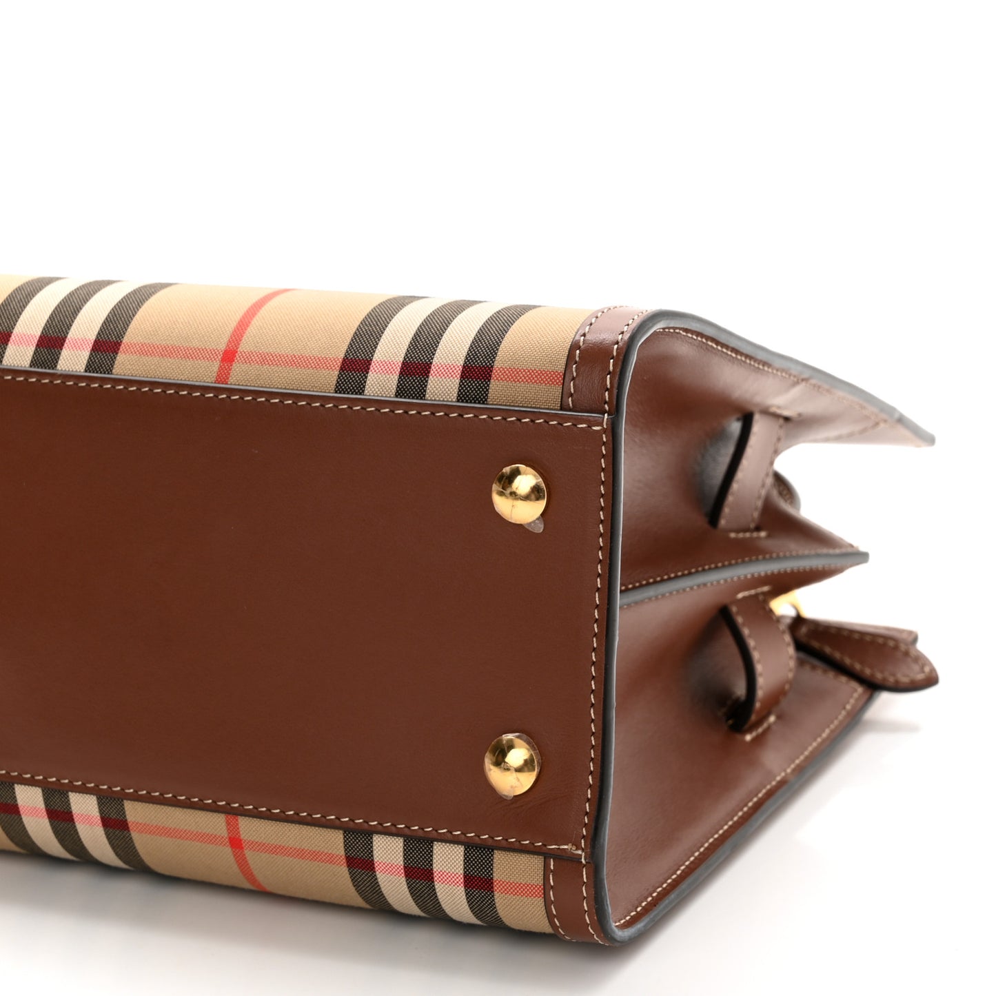 Calfskin Vintage Check Mini Two Handle Title Bag Archive Beige