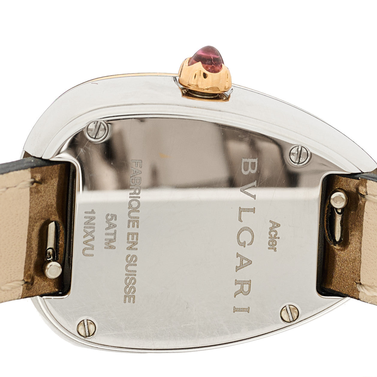 Bulgari Stainless Steel 18K Rose Gold Patent Diamond Bezel Mother of Pearl 20mm Serpenti Double Wrap Quartz Watch 4 of 4
